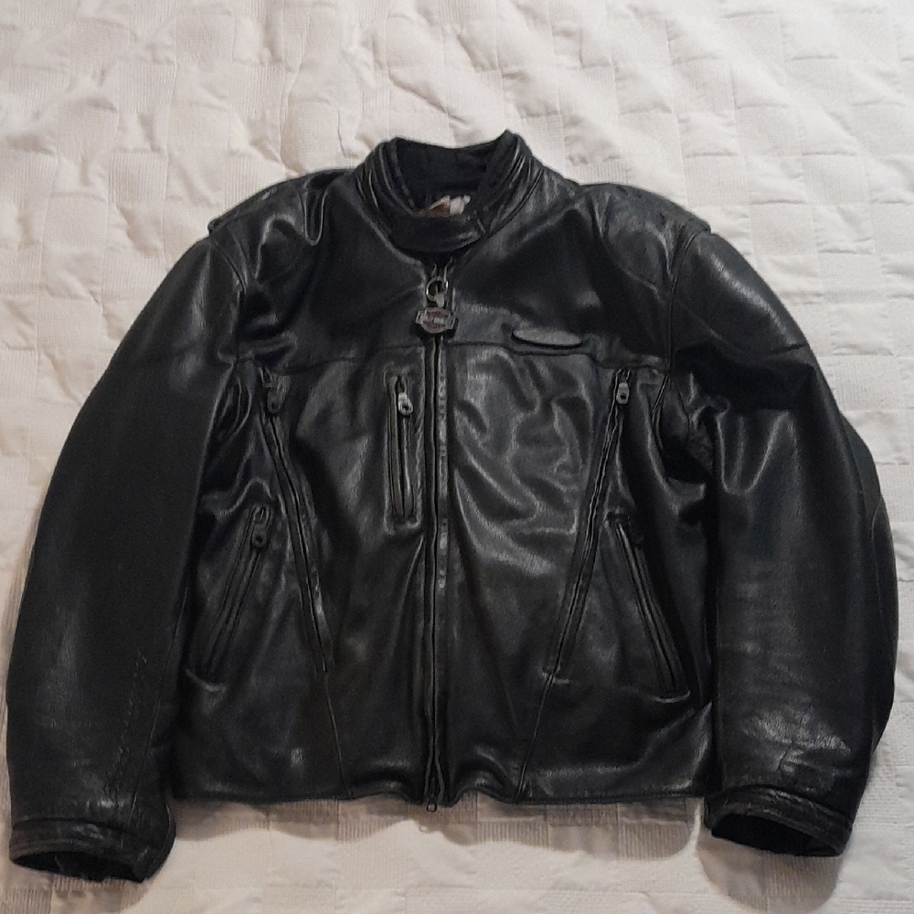 Vintage Harley-Davidson Black Varsity Bomber Jacket